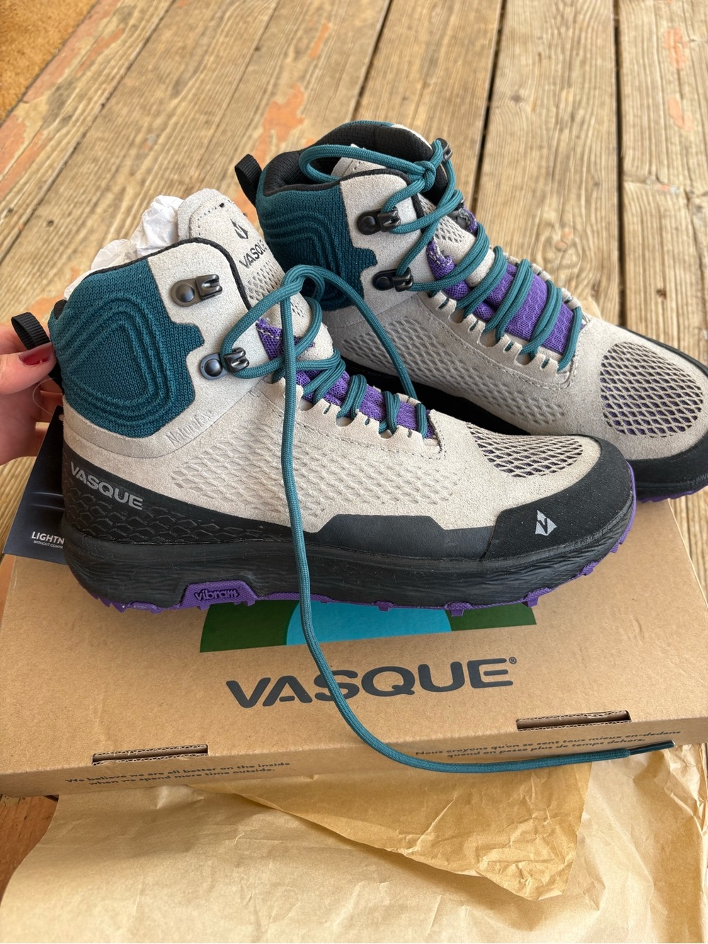 Vasque Mid-Top Hikers in Gray with Teal & Purple Accents